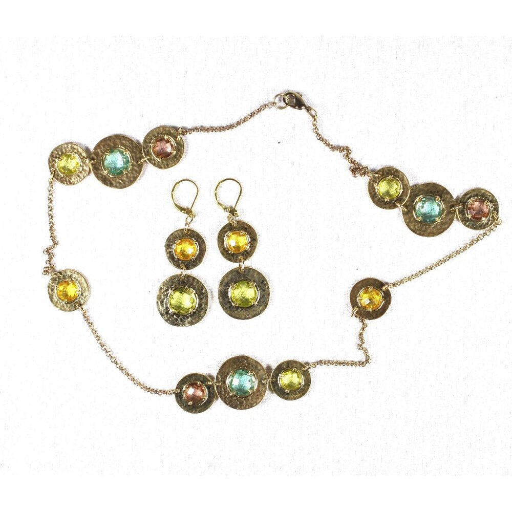 Greek goddess demi-parure costume jewelry set, necklace and matching earrings,